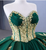 Green Tulle Sweetheart Gold Appliques Pearls Prom Dress