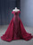 Burgundy Mermaid Tulle Off the Shoulder Pleats Prom Dress
