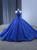 Royal Blue Tulle Sequins Beading Halter Prom Dress