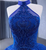 Royal Blue Tulle Sequins Beading Halter Prom Dress