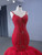 Red Mermaid Spaghetti Straps Beading Prom Dress