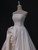 White Satin Strapless Pleats Flower Wedding Dress