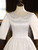 White Satin Short Sleeve Lace Button Wedding Dress