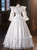 White Satin Long Sleeve Lace Vintage Dress