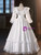 White Satin Long Sleeve Lace Vintage Dress