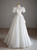 White Tulle Short Sleeve Pleats Wedding Dress