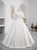 Ivory White Satin High Neck Short Sleeve Wedding Dress