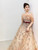Champagne Tulle Emboidery Flower Prom Dress