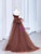 Coffee Satin Tulle Strapless Prom Dress