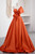 Sexy Orange Satin Spaghetti Straps Bow Prom Dress