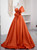 Sexy Orange Satin Spaghetti Straps Bow Prom Dress