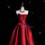 Burgundy Satin Strapless Hi Lo Prom Dress