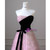 Pink Flower Strapless Black Velvet Prom Dress