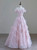 Pink tulle sequins off-the-shoulder prom dress front view