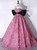 Pink Rose Flower Strapless Prom Dress