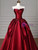 Burgundy Satin Strapless Bow Prom Dress