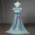 Blue Mermaid Satin Bow Prom Dress