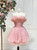 Pink Tulle Strapless Pleats Homecoming Dress