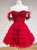 Red Tulle Off the Shoulder Tiers Homecoming Dress