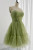 Green Tulle Sequins Spagheti Straps Pleats Homeocming Dress