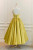 Yellow Satin Spaghetti Straps Bow Tea Length Prom Dress