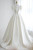 White Satin Bateau Neck Puff Sleeve Backless Wedding Dress