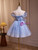 Blue Tulle Off the Shoulder Homecoming Dress