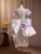 White Satin Puff  Sleeve Beading Homecoming Dress