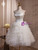 White Tulle Tiers Tea Length Wedding Dress