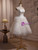 White Tulle Tiers Tea Length Wedding Dress