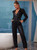 Sequined Suit Collar Slim Long Sleeve Jumpsuit