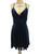 Navy Blue Velvet V-neck Halter Dress