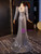 Silver Sequins Long Sleeve Pleats Prom Dress