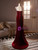 Burgundy Velvet Straps Flower Button Prom Dress