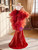Red Mermaid Sequins Halter Prom Dress