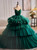 Dark Green Tulle Pleats Tiers Quinceanera Dress