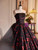 Black Tulle Red Sequins Strapless Vintage Quinceanera Dress