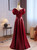 Burgundy Sequins Off the Shoulder Prom Dress