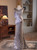 Silver Mermaid Sequins V-neck Prom Dress