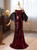 Burgundy Mermaid Sequins Strapless Prom Dress