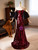 Burgundy Mermaid Sequins Strapless Prom Dress