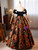 Black Ball Gown Flower Vintage Prom Dress