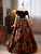 Black Ball Gown Flower Vintage Prom Dress