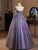 Dark Blue Tulle Strapless Pleats Flower Prom Dress