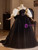 Black Ball Goen Satin Strapless Puff Sleeve Prom Dress