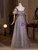 Purple Sequins Off the Shoulder Feather Prom Dress