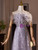 Purple Tulle Sequins Feather Prom Dress