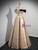 Gold Off The Shoulder Beading Prom Dress