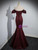 Burgundy Mermaid Off the Shoulder Pleats Prom Dress