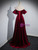 Sexy Burgundy Velvet Off the Shoulder Pleats Prom Dress